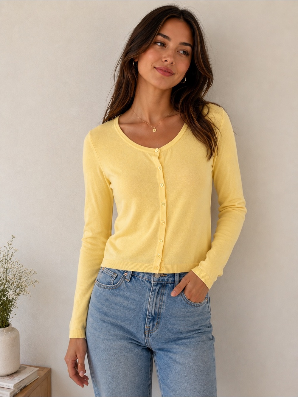 The Limited Butter Yellow Knit Cardigan